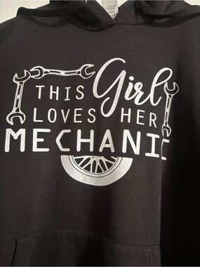 Black "This Girl Loves Her Mechanic" Pullover Hoodie
